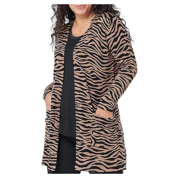 Belle Kim Gravel size med animal print cardigan. - Picture 1 of 8